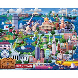 Boardwalk Puzzles Boston - 1000 Piece Jigsaw Puzzle for Adults, Made in USA