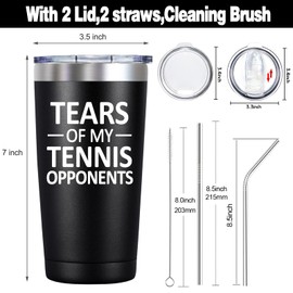 SpenMeta Tennis Gifts - Tears of My Tennis Opponents - Tennis Gifts for Men, Women, Tennis Player - 20 Oz Tennis Lovers Tumbler, Black