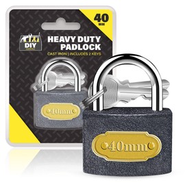 2 Heavy Duty Padlock, 40mm Padlocks with Keys, Padlocks Outdoor Heavy Duty Waterproof, Pad Lock Ideal for Shed, Fence, Garage, Padlock Outdoor Weatherproof, Outdoor Padlock, Locks with Keys