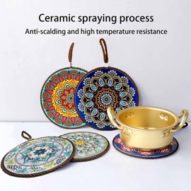 5 pcs Ceramic trivets, hot Dish mat, hot Pot Holder, Pot Holder, Heating Pads for Decorating tabletops and countertops, can be Hung, Kitchen Decor