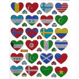 Set of 41 Hearts Love Love Colourful Sticker 1 Sheet 135 mm x 100 mm Sticker Craft Party Metallic Look