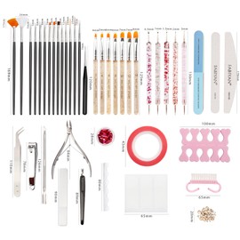 Evponk 42 Pcs Nail Art Tools Kit, Multifunctional Nail Art Design Brushes Set Manicure Pedicure Nails Files DIY Decoration for Home and Professional Salon Use