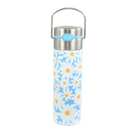 Eigenart Leeza Daisy Blue Double-Walled Thermal Water Bottle Stainless Steel with Sports Cap and Strainer, BPA-Free, 500 ml