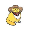 Cowboy Hat Cat Kitty Cute Orange Metal Enamel Pin Badge