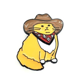 Cowboy Hat Cat Kitty Cute Orange Metal Enamel Pin Badge Puss