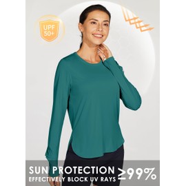 Willit Women's Sun Shirts UPF 50+ SPF Long Sleeve Hiking Lightweight Quick Dry UV Protection Outdoor Teal L