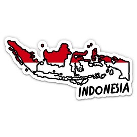 Squiddy Indonesia Map with Flag - Vinyl Sticker Decal for Phone, Laptop, Water Bottle - 3"