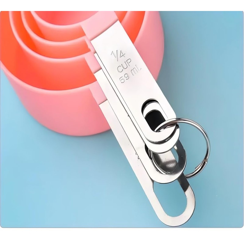 8 Pcs Measuring Cups and Spoons Set, Includes 4 Stainless