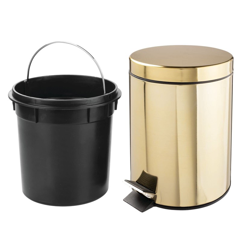 mDesign Metal Steel/Plastic Toilet Bowl Brush/Holder and Round 1.3 Gallon/5L