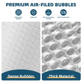 Metronic Bubble Cushioning Wrap 16 Inch x 36 FT, Dense Bubble Packing Air Wrap Clear Bubble Packing Roll for Shipping and Moving Supplies, Perforated Every 12"