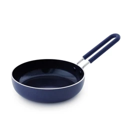 Blue Diamond Mini Egg Frying Pan Skillet, Diamond Infused Healthy Ceramic Nonstick, PFAS and PFOA-Free, Dishwasher and Oven Safe, Even Heating, Metal Utensil Safe, Warp Control Base, Blue