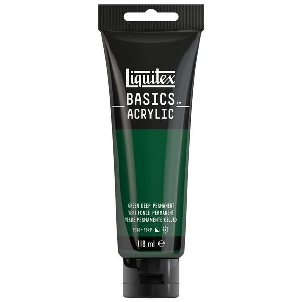 LIQUITEX 8870029 Basics Acrylic Paint, Green Deep Permanent, 118 ml