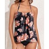 Tempt Me Floral Black Two Piece Tankini Bathing Suits for