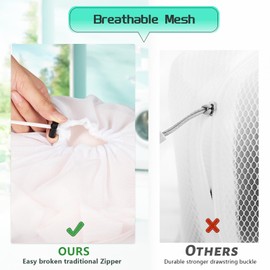 AiQInu Pack of 2 Washing Machine Net 40 x 30 cm Washing Machine Mesh Laundry Bag with Drawstring, Washing Machine Shoe Bag