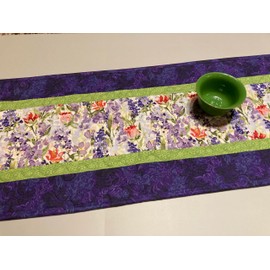TahoeQuilts Handmade Easter Spring Lilacs Pink Red Flowers Quilted Dining Table Runner, Reversible 13x48" Handmade, Coffee End Table Nightstand Dresser Scarf