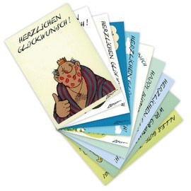 Inkognito Set of 10 Post Start A6 | Pack of 10 Loriot 2 | Happy Birtday Cards with Loriot | Congratulations and Congratulations on Birthday with Joke, Charm and Satiere