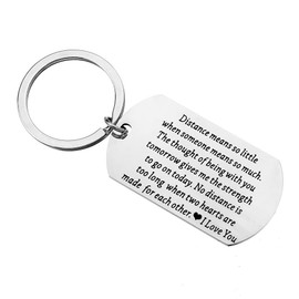 Long Distance Relationship Gifts Keychain for Boyfriend Girlfriend Distance Means So Little When Someone Means So Much Keyrings for Husband Wife Anniversary Christmas Presents