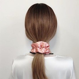 12 Pcs Satin Silk Scrunchies, Soft Hair Ties, Fashion Bands, Bows, Ropes, Elastic Bracelets, Ponytail Holders for Women and Girls (4.5 Inch, Rose Gold)