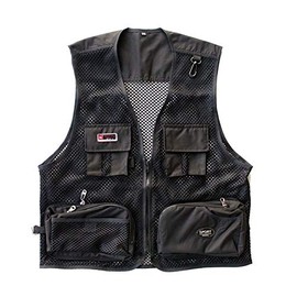 Foldable Outdoor Fishing Camping Travel Mesh Vest, Multi-Pockets Photography Lightweight Vests (Black, US S/Tag L)