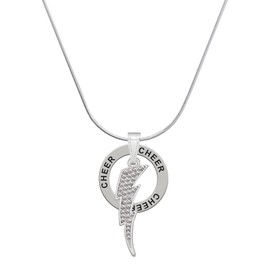 Delight Jewelry Silvertone Large Clear Crystal Lightning Bolt - Cheer Ring Charm Necklace, 18"