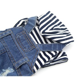 Tona Denim Jacket with Hood for Dogs, Summer, Breathable, Spring and Autumn, Thin, Pet Clothes, For Dogs and Cats, Walking, 4 Legs Denim Costume Clothes (L)【Tona】