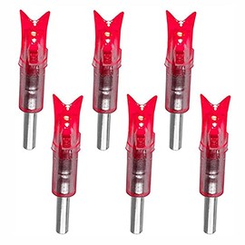 HUNTER ACTION 6Pcs Lighted Nocks for Crossbow Bolts with .3"/7.62mm Inside Diameter.Automatic Light Up When Shooting (Red)