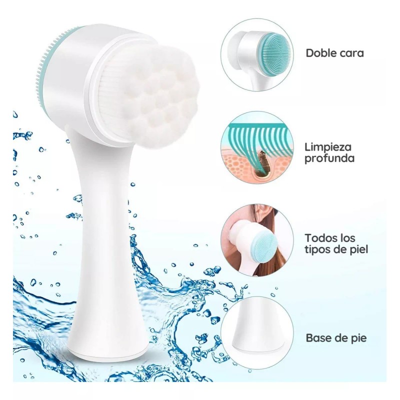 Universo en Linea Cepillo Limpieza Facial Doble Cara Manual Exfoliante