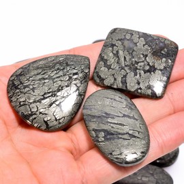Natural Marcasite Stone Loose Gemstone 5 Piece Cabochons Lot Jewelry Making Loose Gemstone, Stone Shape Oval & Pear, Stone Size 20-35 mm