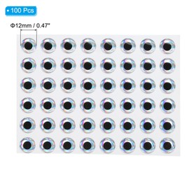 PATIKIL Fishing Lure 3D Eyes 12mm, 100Pcs Waterproof Artificial Fish Eye Fly Tying Lures Crafts Tackle Accessory for Fishing Baits DIY, Silver Tone