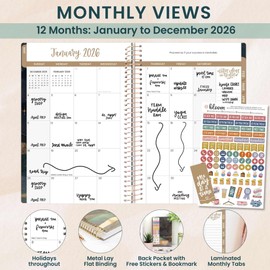 bloom daily planners 2026 Planner (January - December) Calendar Year Organizer - 5.5” x 8.25” - Weekly & Monthly Agenda Book with Stickers & Bookmark - Celestial Skies