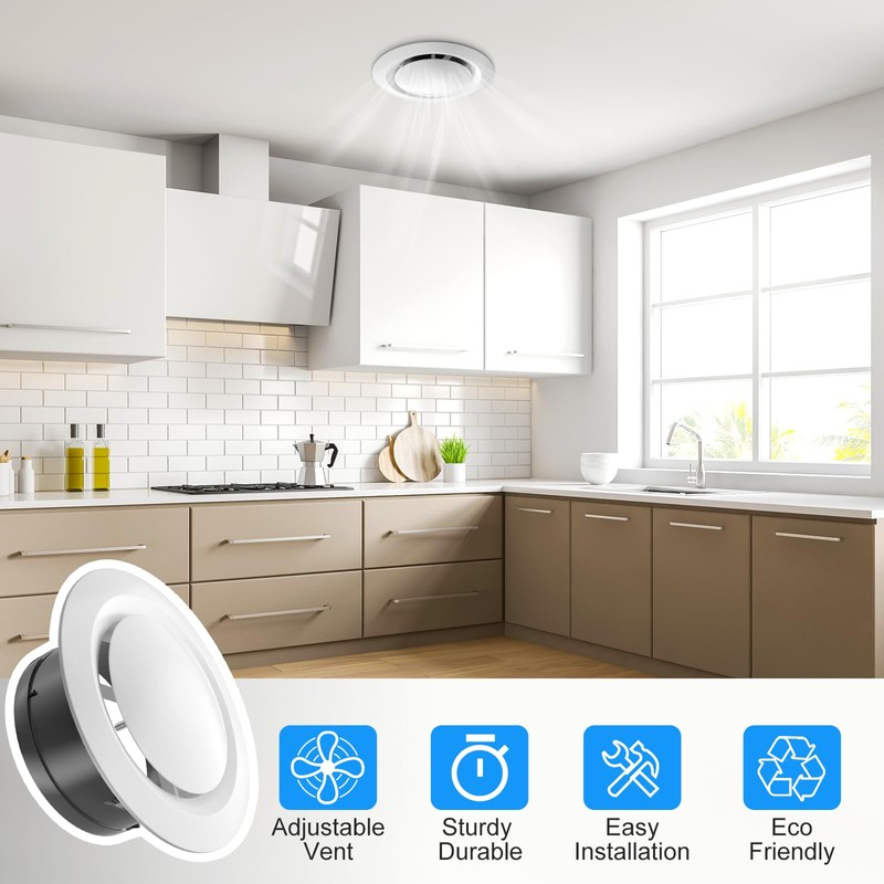 Hon&Guan 2pcs 4 Inch Adjustable Air Vent Covers 100mm Ceiling