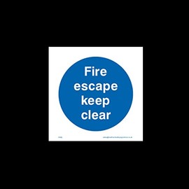 Fire escape keep clear Plastic Sign - Fire Exit, Gangway, Emergency, Route - (FPR5)
