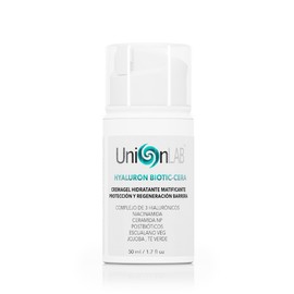 UniónLAB HYALURON BIOTIC-CERA Crema Gel Hidratante Facial Matificante Protección y Regeneración de la Función Barrera de la Piel Relleno de Arrugas, 50 ml. Para Piel mixta/grasa/sensible.
