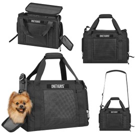 Onetigris Portable Pet Carrier for Small Puppy Dog and Cat, Multi Carry Way Soft Sided Carrier, Lightweight Adjustable Travel Pet Carrier for Outdoor Walking, Vet Visit, Camping, Up to 6lbs