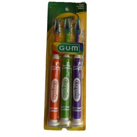 GUM Crayola Marker Handled Children’s Toothbrush , Soft Bristled Kids’  3 Color Pack