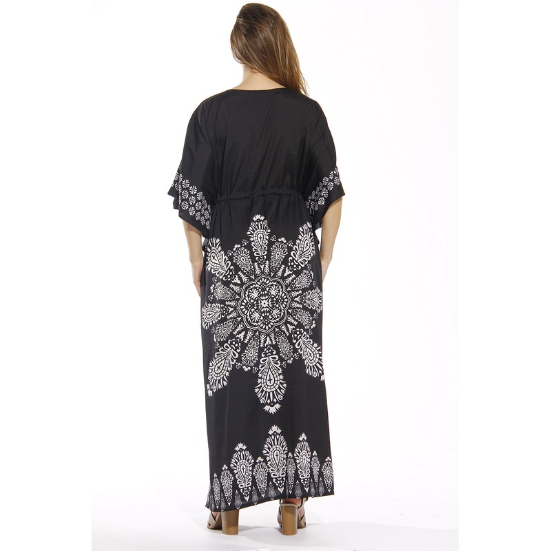 Riviera Sun Caftán Caftans para Mujer, Negro, XL