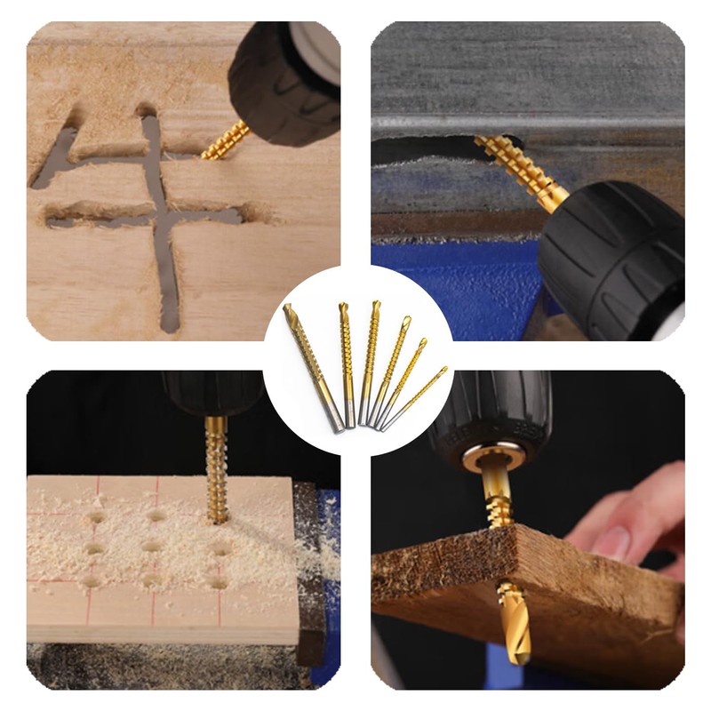 Bestgle 6 Pcs Titanium Coated HSS Twist Drill Bits Serrated