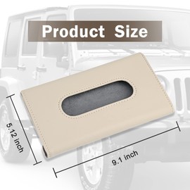 neynavy 1 PC Car Tissue Holder, Hanging Tissue Holder for Car, Sun Visor Napkin Holder, Universal PU Leather Car Tissue Holder Visor for Car Vehicle (Beige)