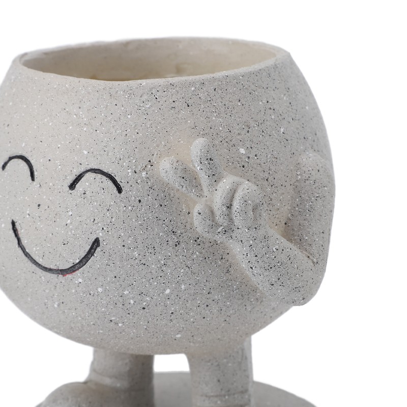 Flower Pot Cute Smile Standing Succulent Flowerpot Fadeless Resin Plant