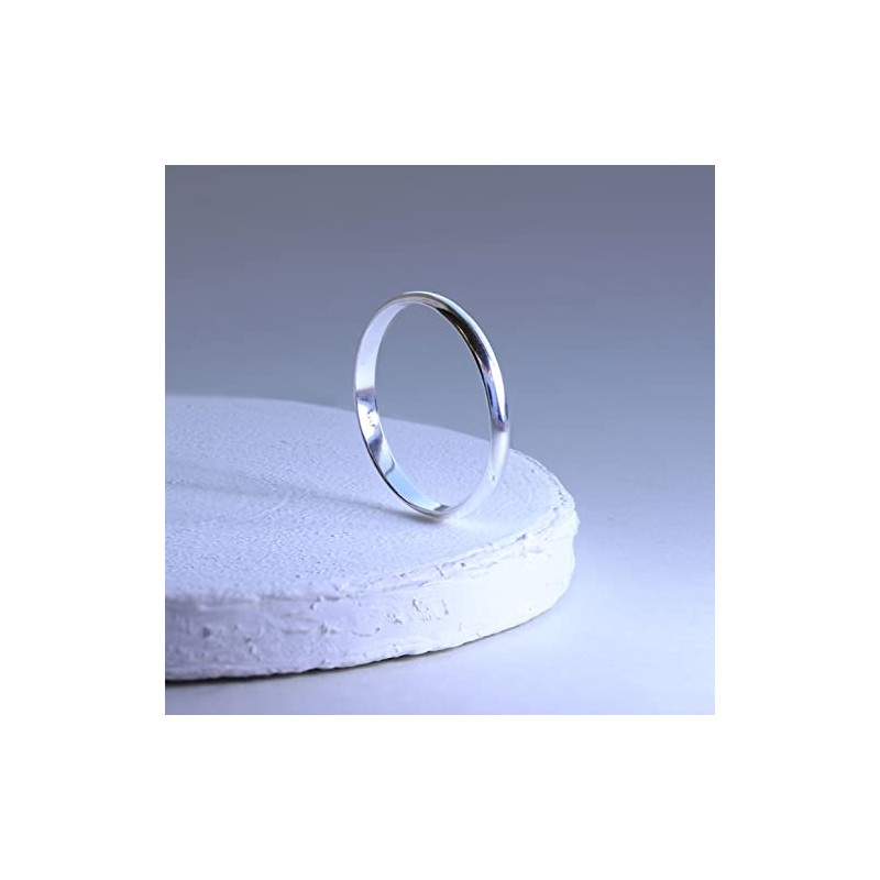 X Large Sterling Silver 3mm D Shaped Wedding Band Ring