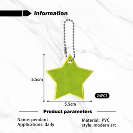 Pack of 24 Reflective Star Pendants, Reflective Key Chains, Creative Backpack Pendants, Reflective Pendants for Children's School Bags, Reflective Safety Tags