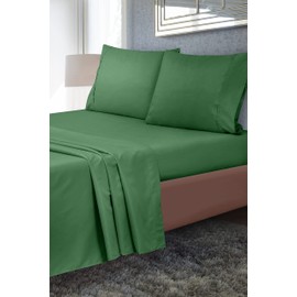 Royale Linens 2 Pack Bulk Flat Sheet Set - Top Sheets - Soft 1800 Microfiber - Stain Resistant - for Hotel, Massage Table, Hospital, Dorm - Twin XL Flat Sheet Sold Separately (Twin XL, Hunter Green)