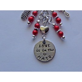 Handmade HAIR STYLIST HAIR DRESSER LOVE IS IN THE HAIR COMB KEY CHAIN CLIP FOR PURSE FOB