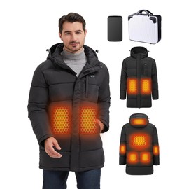 Pzxozd Mens Heated Jackets, Electric Jacket Heated Jackets for Men With Battery Pack, Men Heated Coat 8 Heat Zones