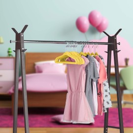 Relaxdays 20 x Children's Clothes Hangers Non-Slip Velvet Cover Soft Baby Hangers 360° Rotating Hooks Yellow