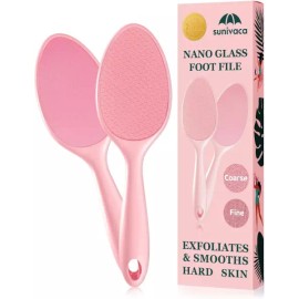 Sunibaka 배수 스탠드가 없는 수니바카 양면 유리 발 파일 캘러스 리무버(핑크) [2 Sided-Pink-SE] Dual-Sided Glass Foot File Callus Remover without Drain Stand (Pink) [2 Sided-Pink-SE]