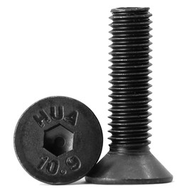 Pack of 20 M6 x 55 mm Countersunk Screws with Hexagon Socket Screws 10.9 Degree Carbon Steel Allen Screw Full Thread Black