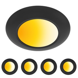 ZAGO Black 6 Inch LED Disk Light: Surface Mount Low Profile Recessed Retrofit Ceiling Fixture for J Box, 4 Packs, 5CCT Switchable, Dimmable, 120V, 15W, 920LM, CRI>80, ETL, Wet Location