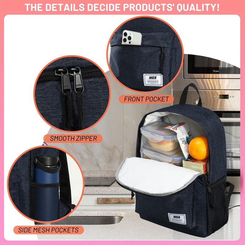 MIER Insulated Backpack Cooler Small Leakproof Lunch Back Pack with