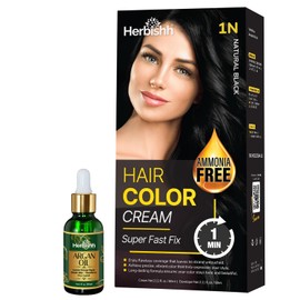 Black Rapid Infusion Hair Color Cream, Permanent Hair Dye in One Minute with Comb Applicator and Argan Oil For Dull, Dry And Damaged Hair Combo Pack
